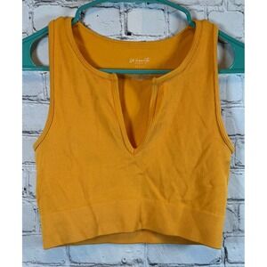 LA Hearts Pacsun Active‎ Crop Top Tank Sleeveless Ribbed Mustard Yellow Medium
